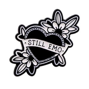 NWT, Black and White 'Still Emo' Heart Enamel Pin